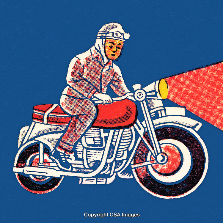 Retro Illustration of a Rider on a Motorcycle Highlighting a Bold Adventure