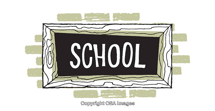 Illustrated School Signboard on Textured Background with Bold Lettering