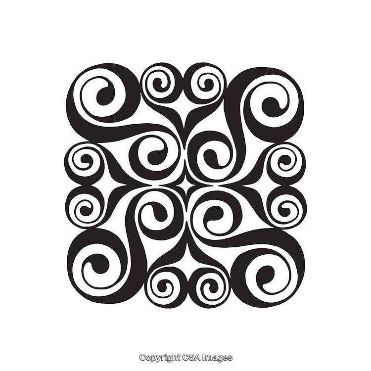 Ornate Black And White Symmetrical Pattern With Abstract Swirl Designs