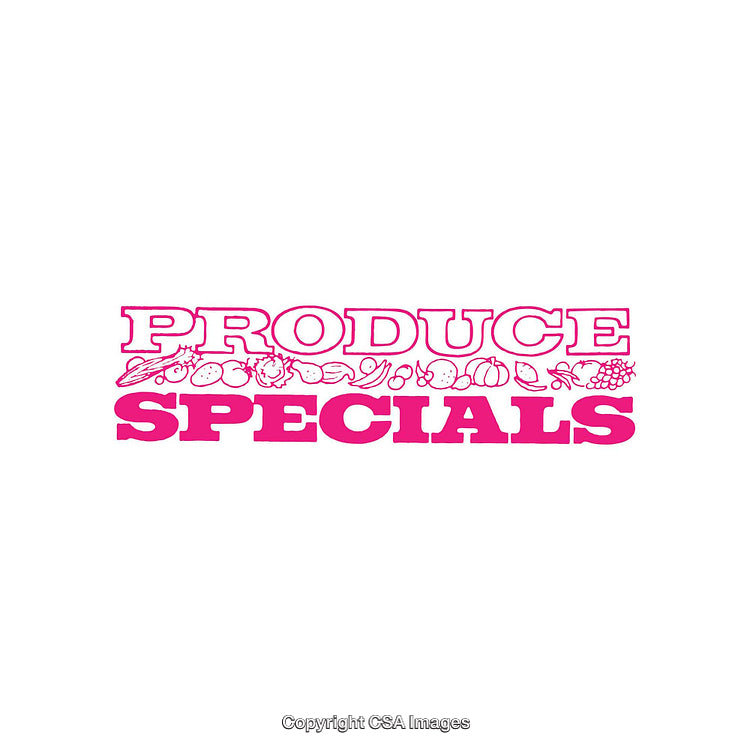 Pink Produce Specials Typography with Fruits and Vegetables Design