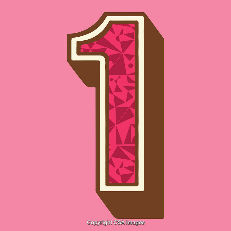 Pink And Brown Decorative Number One Illustration