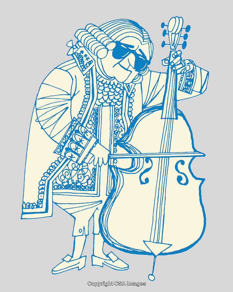 Stylized Line Art of a Classical Musician with a Cello