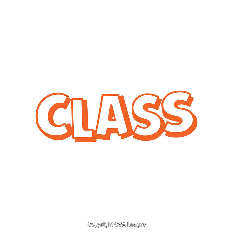 Bold Orange 'Class' Typography With Stylish Cartoon Lettering Style
