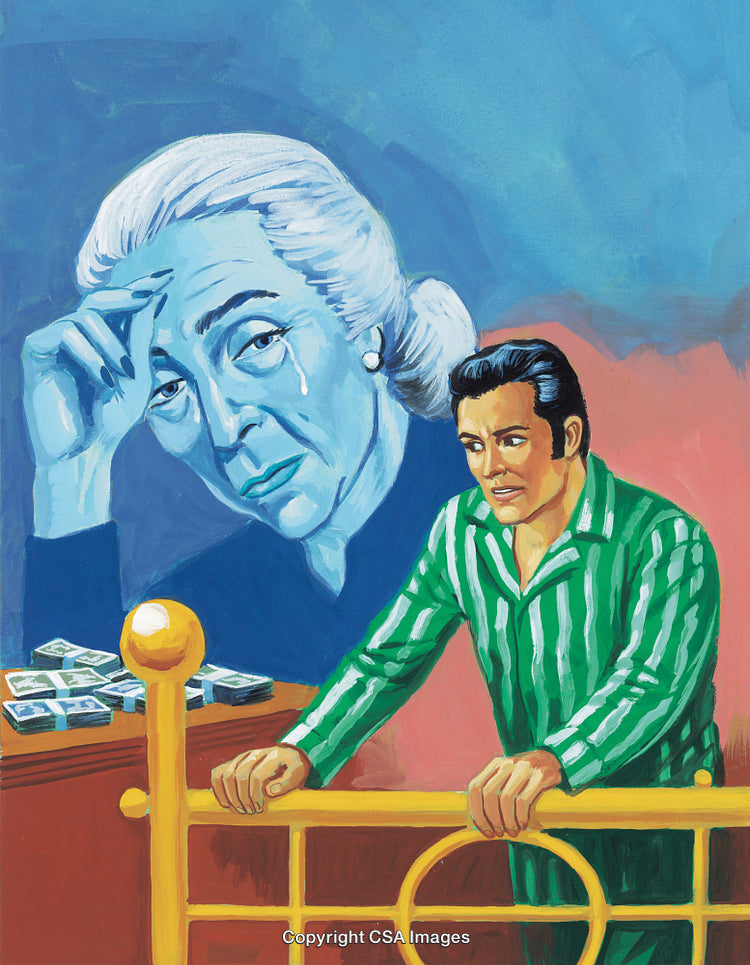 Emotional Portrait of a Man and Elderly Woman in Reflective Setting
