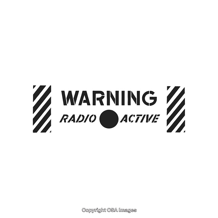 Warning Sign Indicating Hazardous Radioactive Material with Striped Banner Design