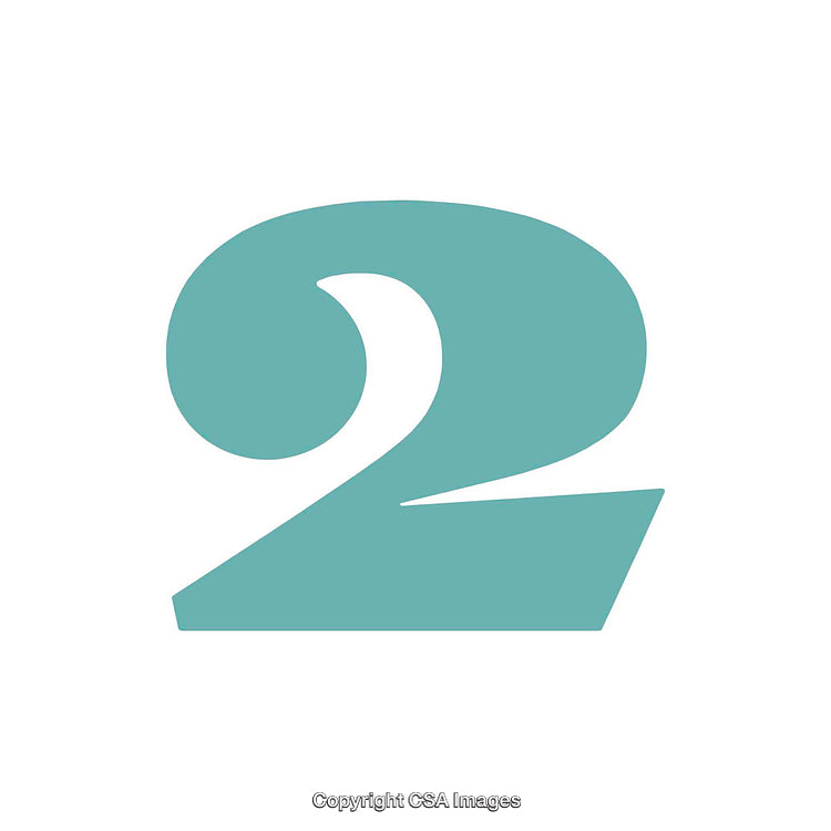 Large Stylized Teal Number Two on White Background