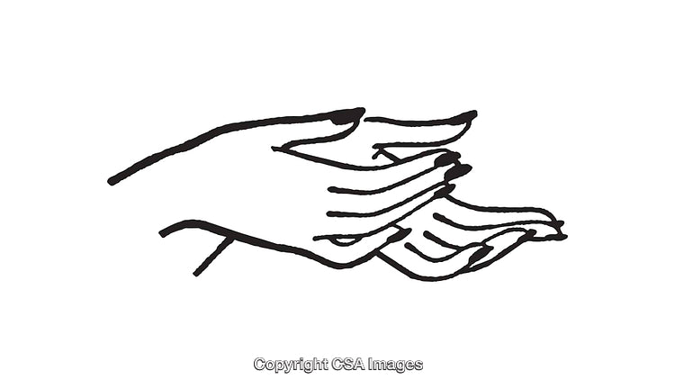 Black and White Line Art of Gently Open Hands