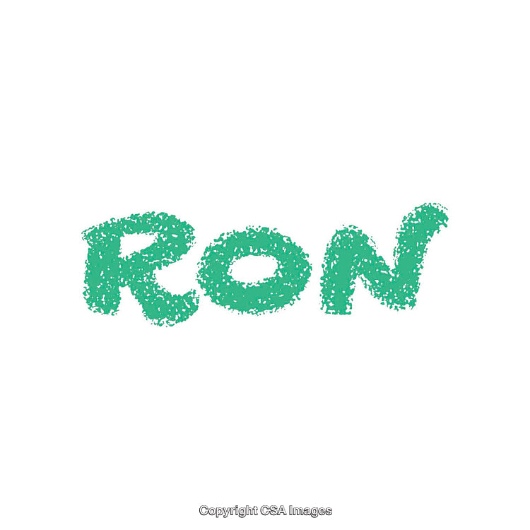 Green Textured Word Art Featuring the Name Ron on White Background