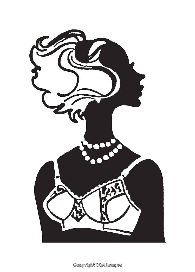 Elegant Black and White Silhouette of a Stylish Woman in Profile