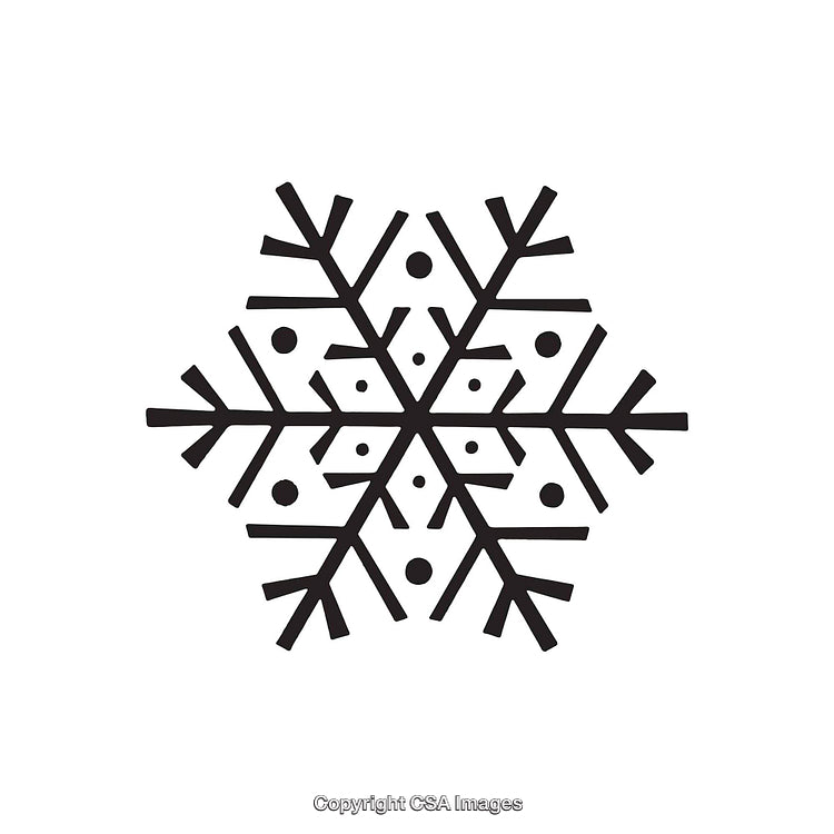 Black and White Geometric Snowflake Illustration in Minimalist Dingbat Style
