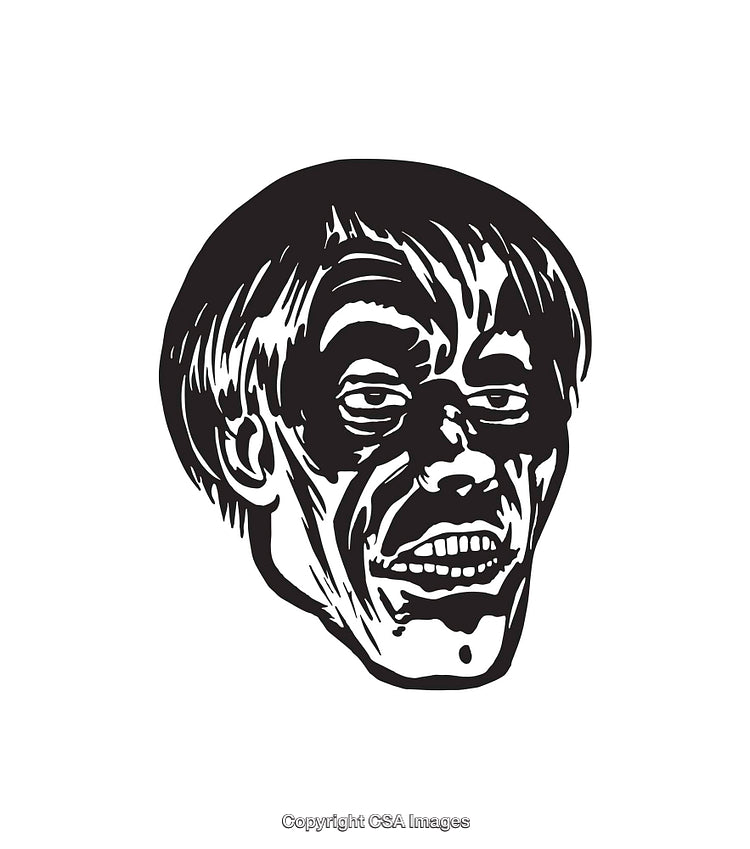 Black and White Line Art Illustration of a Stylized Human Face