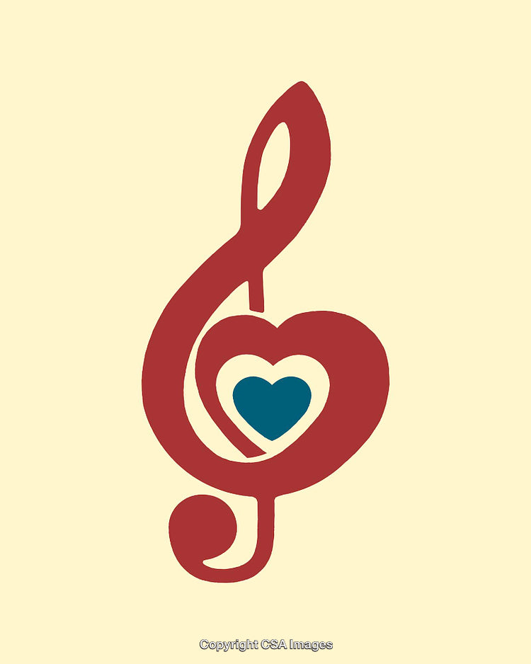 Colorful Musical Note with Heart Design on Neutral Background