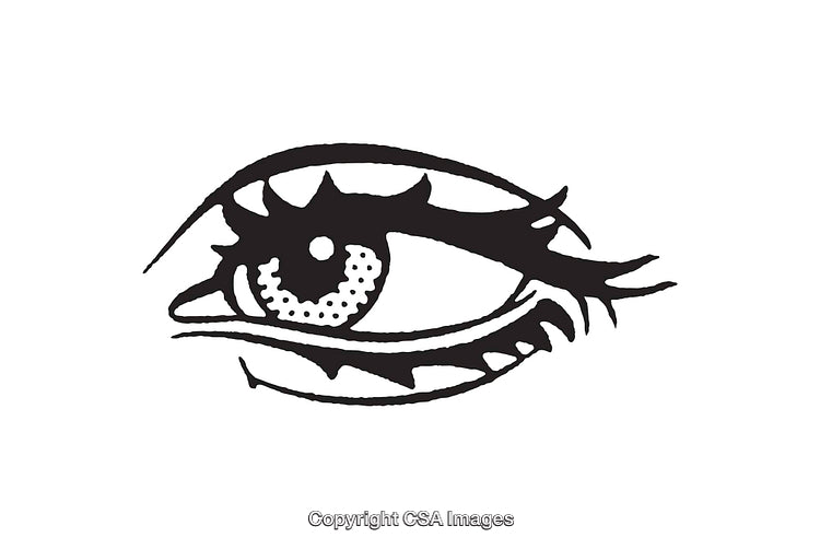 Stylized Black and White Line Art Illustration of an Eye