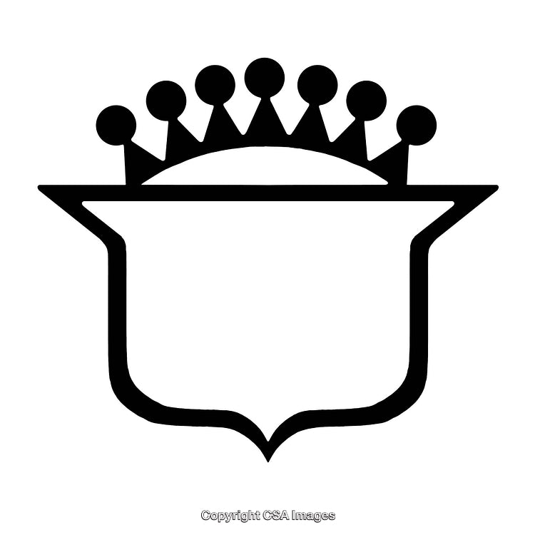 Simple Emblem with Crown and Shield Border Design in Black and White