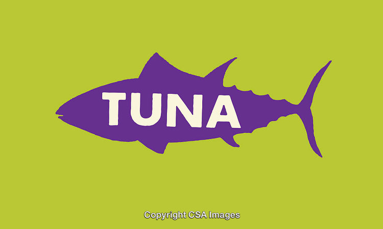 Purple Tuna Silhouette On a Vibrant Green Background