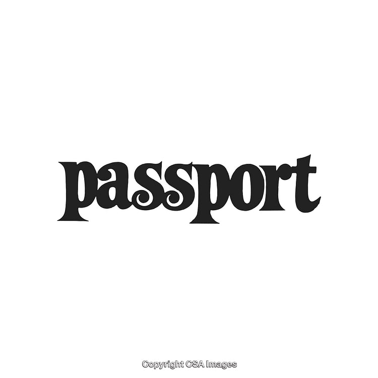 Vintage Style Typography Featuring the Word 'Passport' in Decorative Font