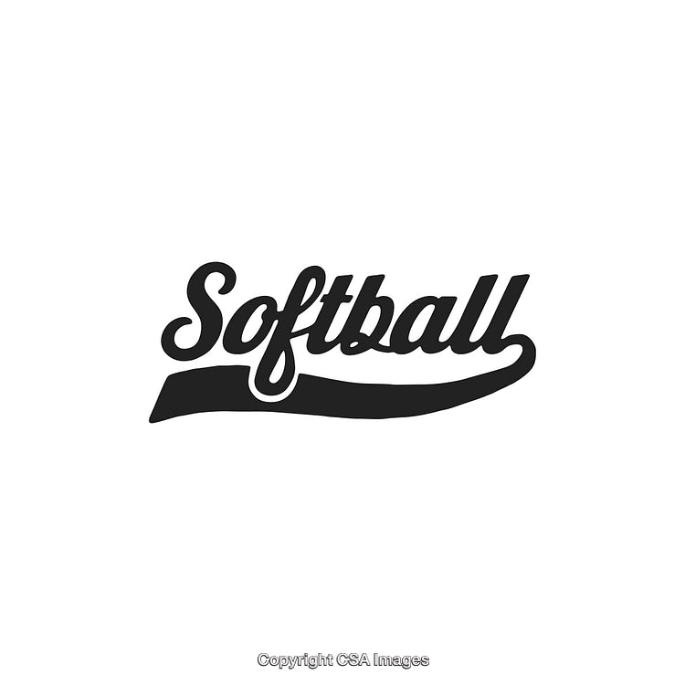 Stylized Black and White Softball Word Logo With Bold Typography