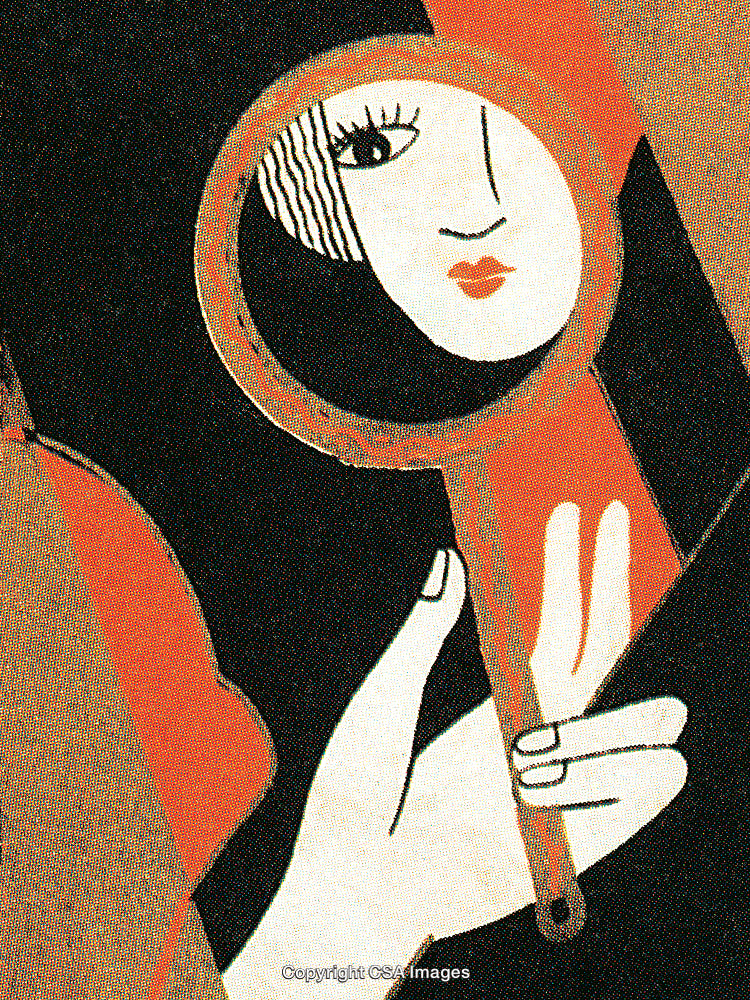 Retro Artwork of a Face With a Magnifying Glass in Creative Style