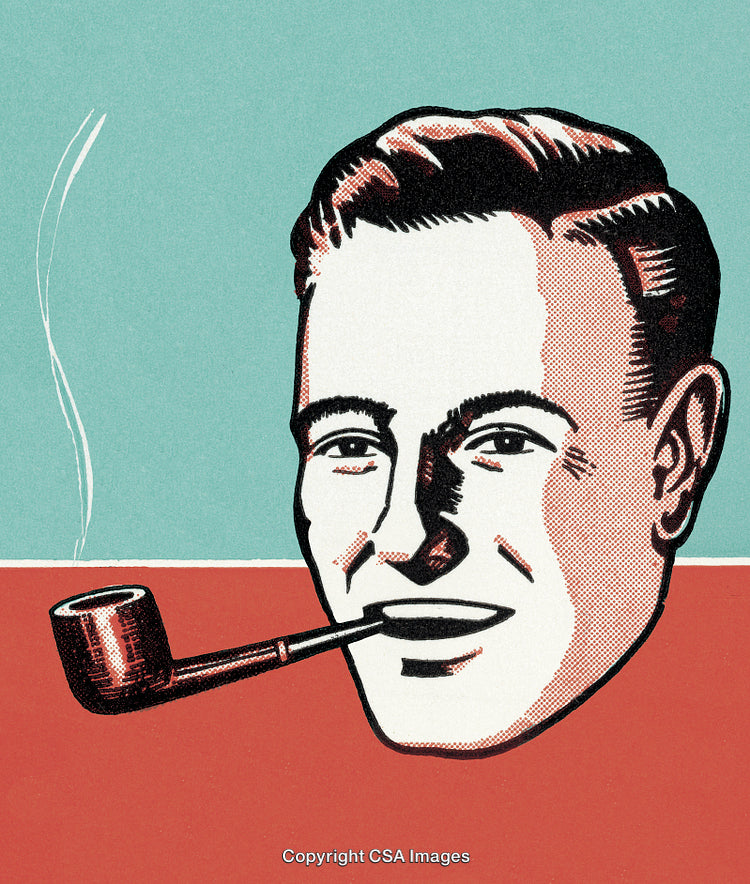 Retro Pop Art Style Portrait of a Man Smoking a Pipe
