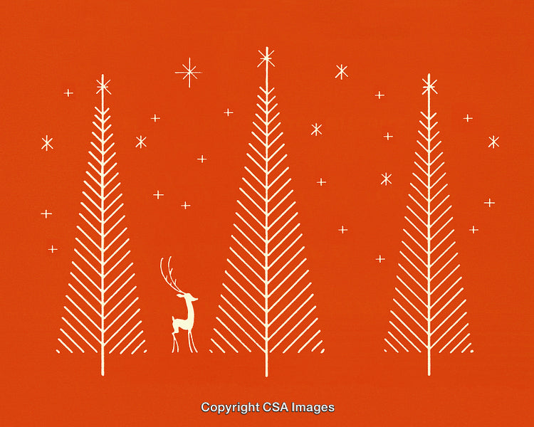 Minimalist Christmas Design with Reindeer and Geometric Holiday Elements