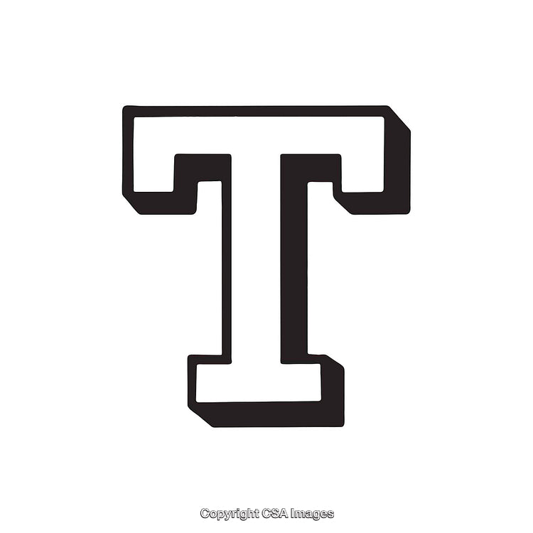 Stylized Bold Letter T on White Background for Design Projects