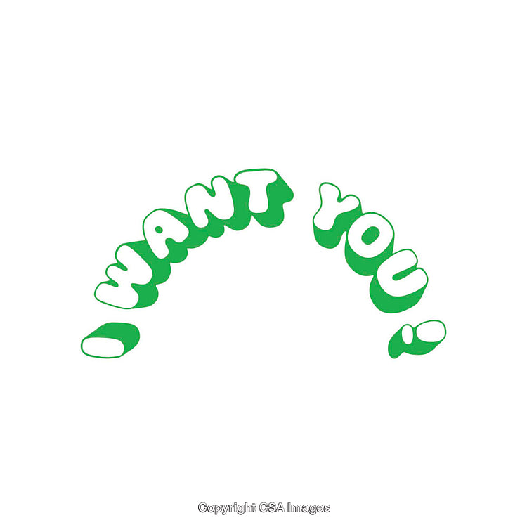 Green Inspirational Text Saying I Want You on a White Background