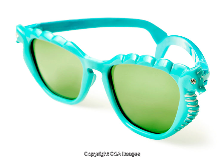 Turquoise-Themed Novelty Sunglasses Featuring Creative Playful Plastic Design
