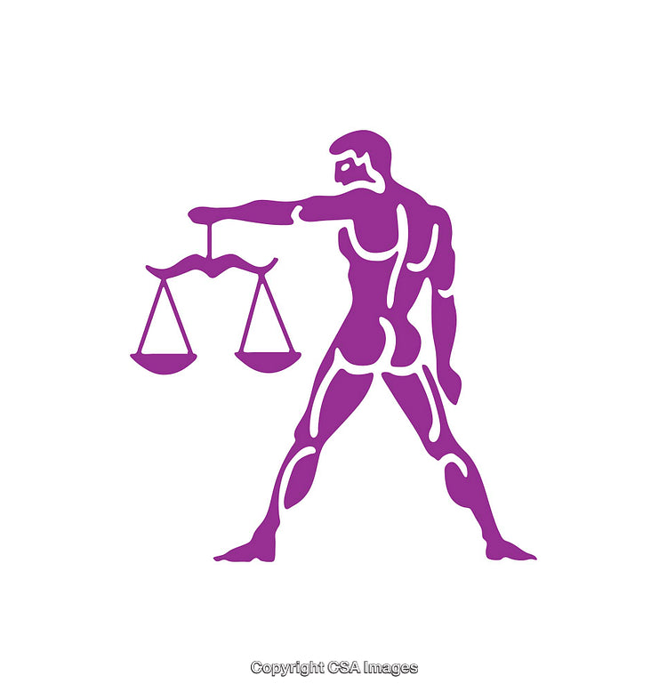 Purple Silhouette Illustration of Justice Symbol with Libra Scales