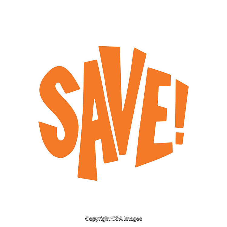 Bold Orange Save Typography on a Clean White Background