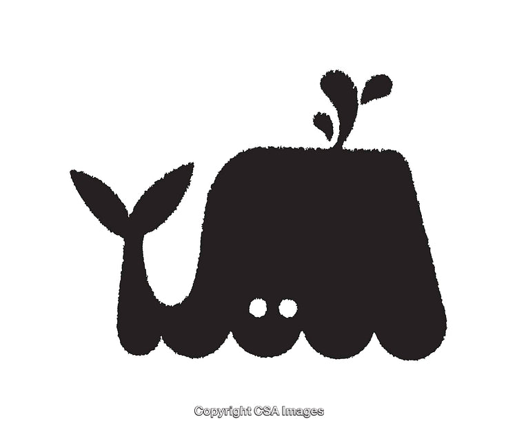 Stylized Black Whale Icon Featuring Spouting Water