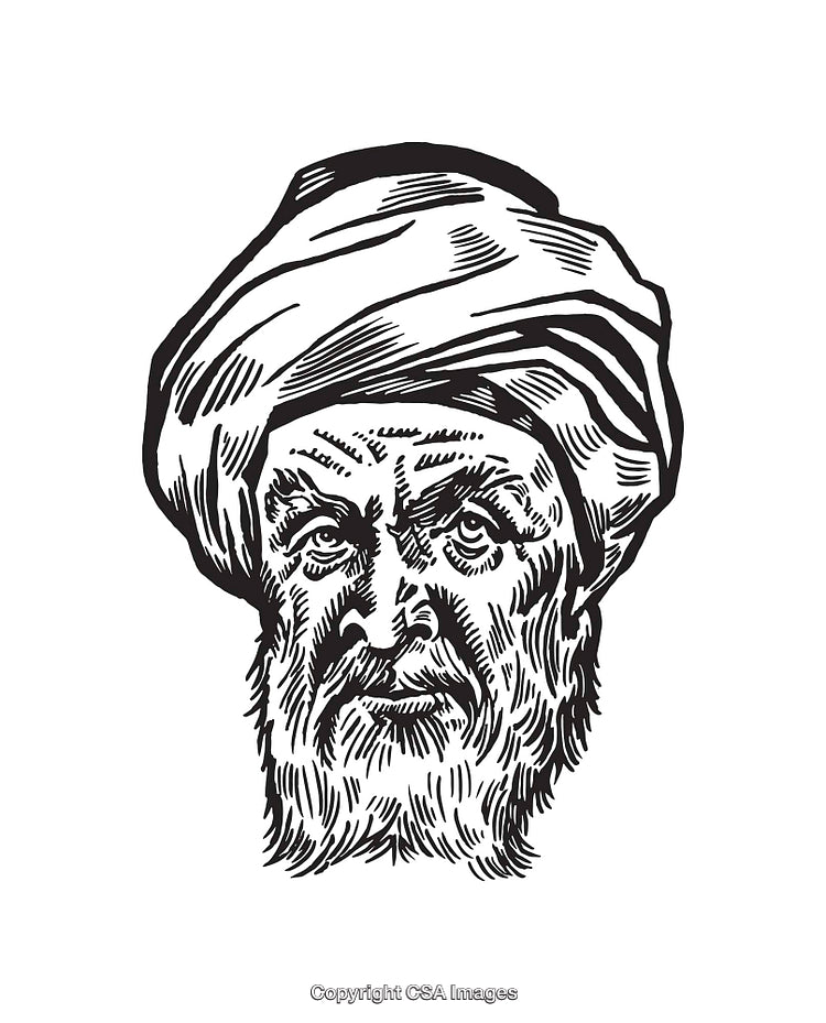 Black And White Line Art Portrait of a Historical Figure