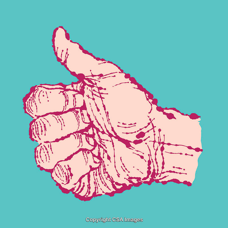 Colorful Line Art Illustration of a Hand Showing a Thumbs Up Gesture