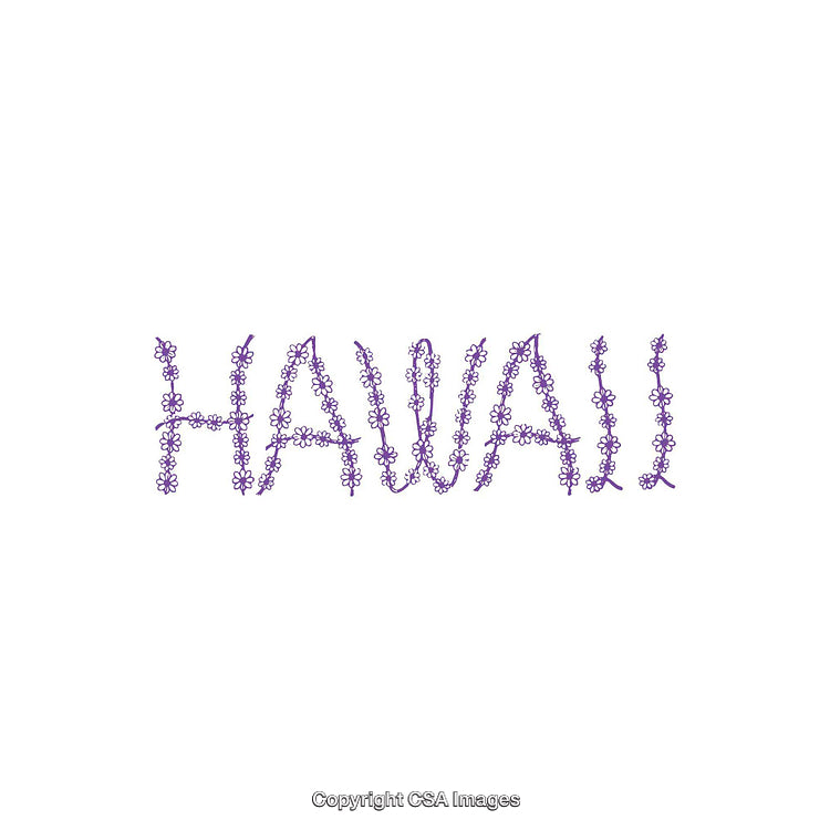 Floral Typography Design Spelling Hawaii in Elegant Purple Letters