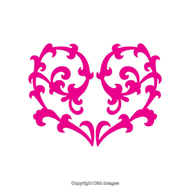 Intricate Pink Ornament in Heart Shape with Floral Pattern Design