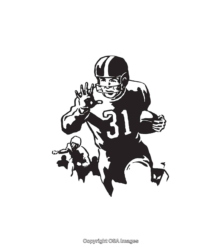 Dynamic Black and White Football Player Art in Retro Style
