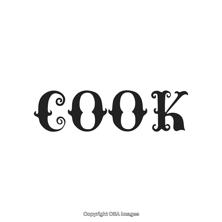Creative Logo Design Featuring Word 'Cook' with Ornamental Lettering
