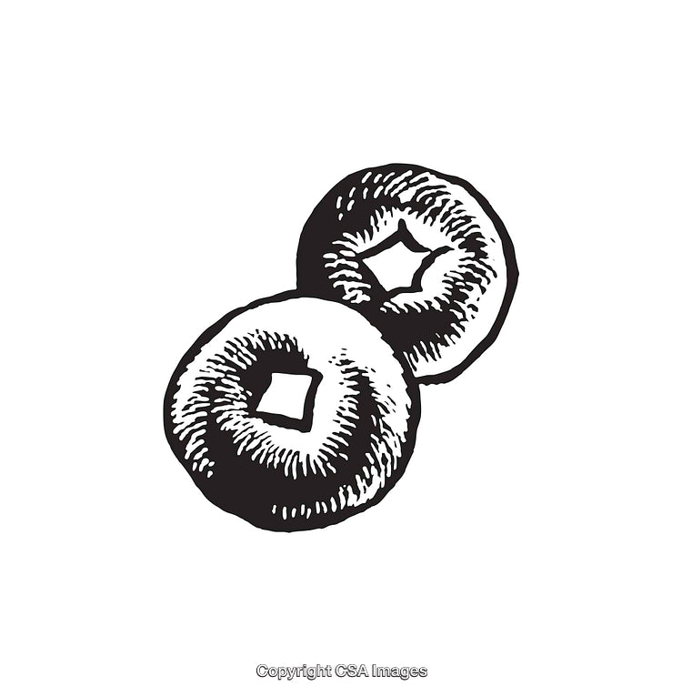 Black and White Line Art of Two Bagels