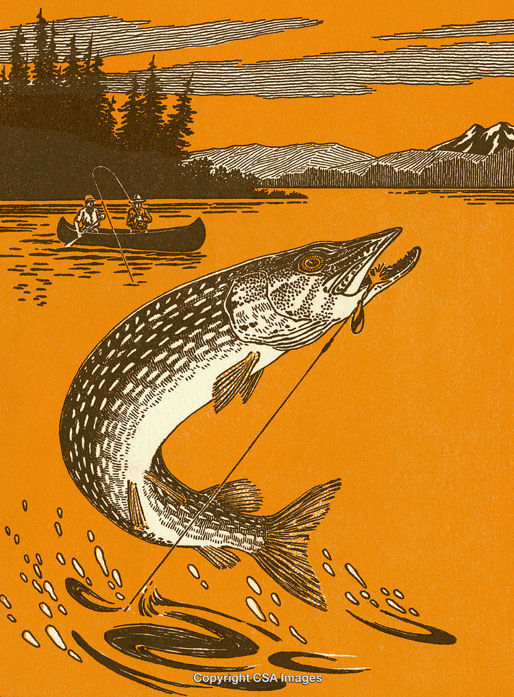 Vintage Artwork of Fishermen with Catch in Scenic Outdoor Setting