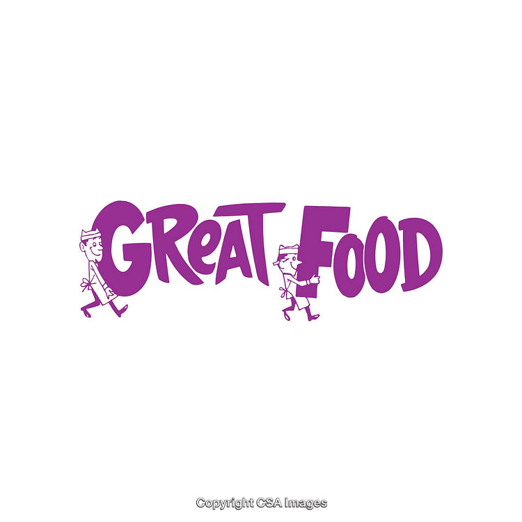 Retro Purple Typography With Cartoon Characters on White Background