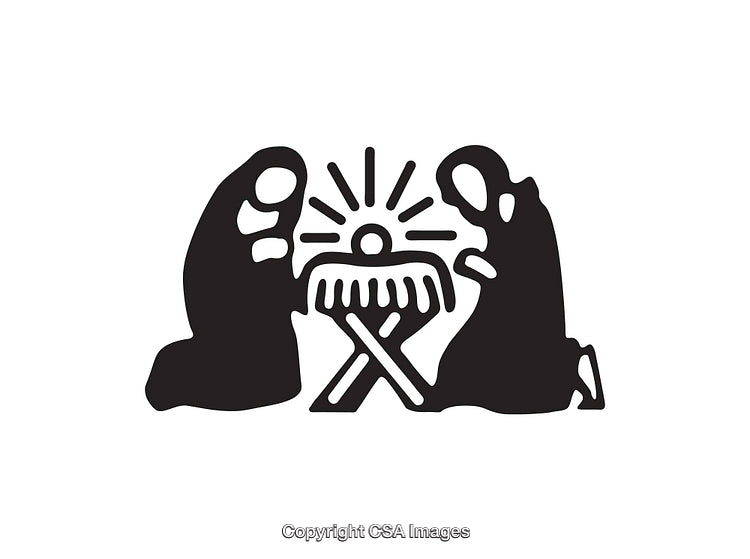 Nativity Silhouette Featuring Joseph, Mary, and Manger Depicting Christmas