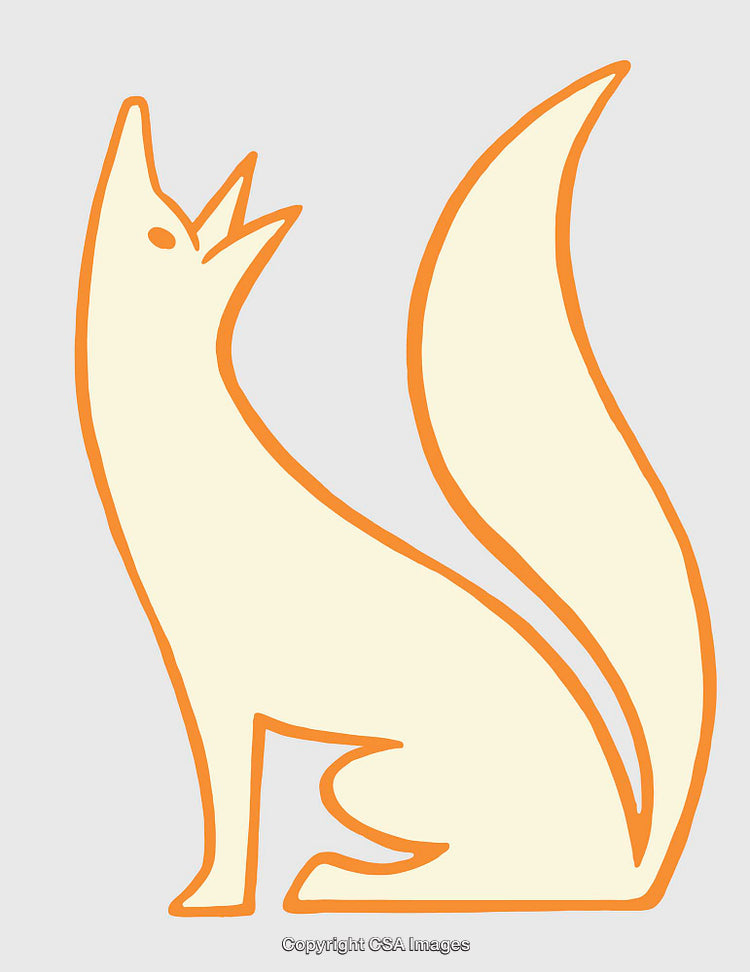 Minimalistic Orange and Cream Fox Line Art with Elegant Design