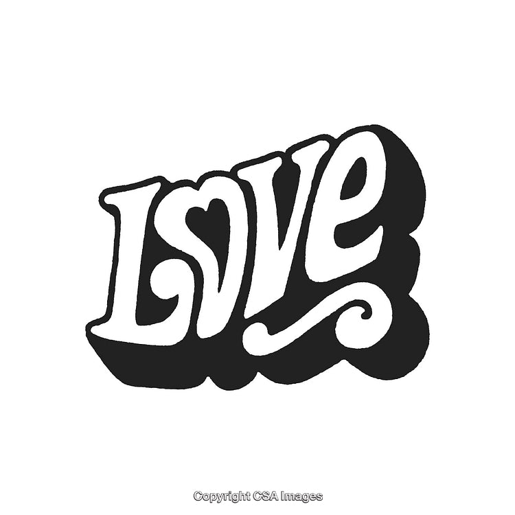 Artistic Black and White Love Typography with Heart Graphic