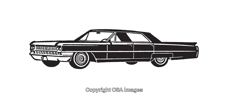 Vintage Classic Car Black and White Illustration of Automotive Icon