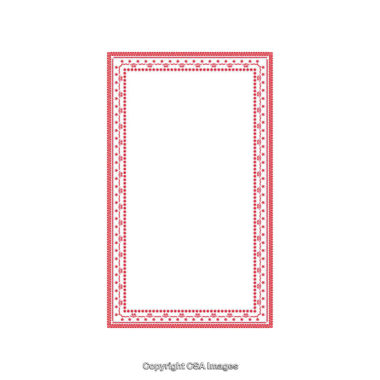 Ornate Red and White Patterned Border Design Isolated on a White Background