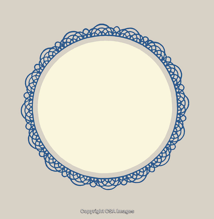 Elegant Round Frame with Intricate Blue Pattern Design