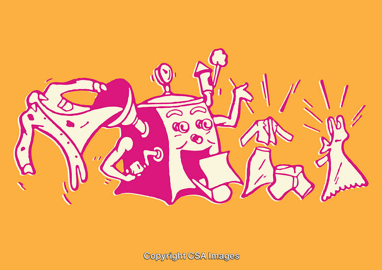 Colorful Line Art Illustration With A Playful Robotic Theme