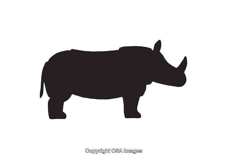 Silhouette of Rhinoceros Icon on Simple White Background Design