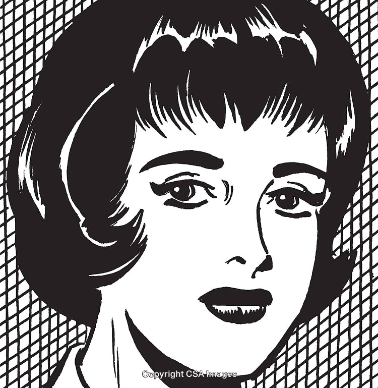 Monochromatic Retro Illustration of a Woman in Fine Sketch Style