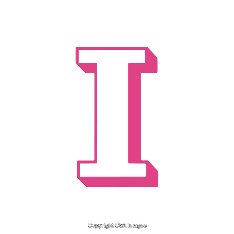 Pink Bold Letter I Isolated on a White Background