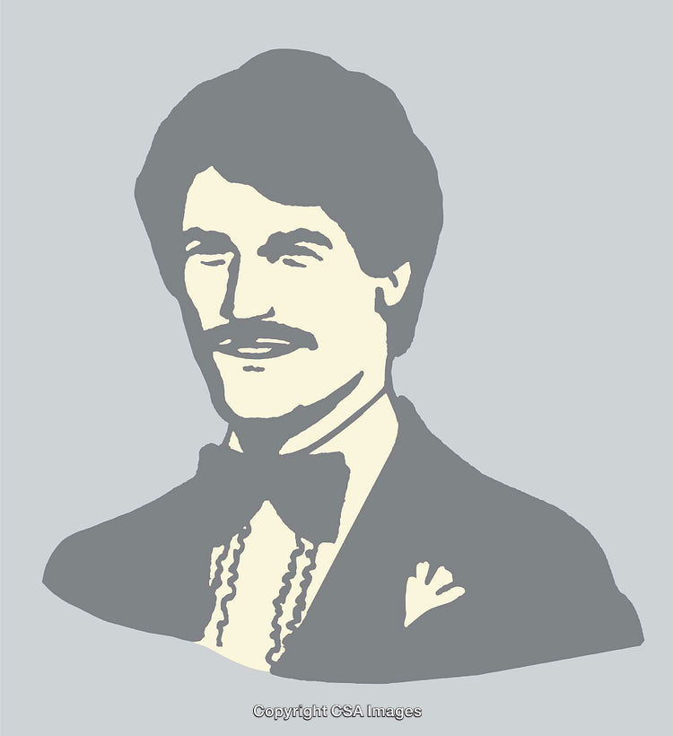 Retro-Styled Line Art Portrait of a Formal Male Figure